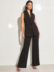 Lipsy Black Petite Wide Leg Woven Smart Trousers - Image 3 of 4