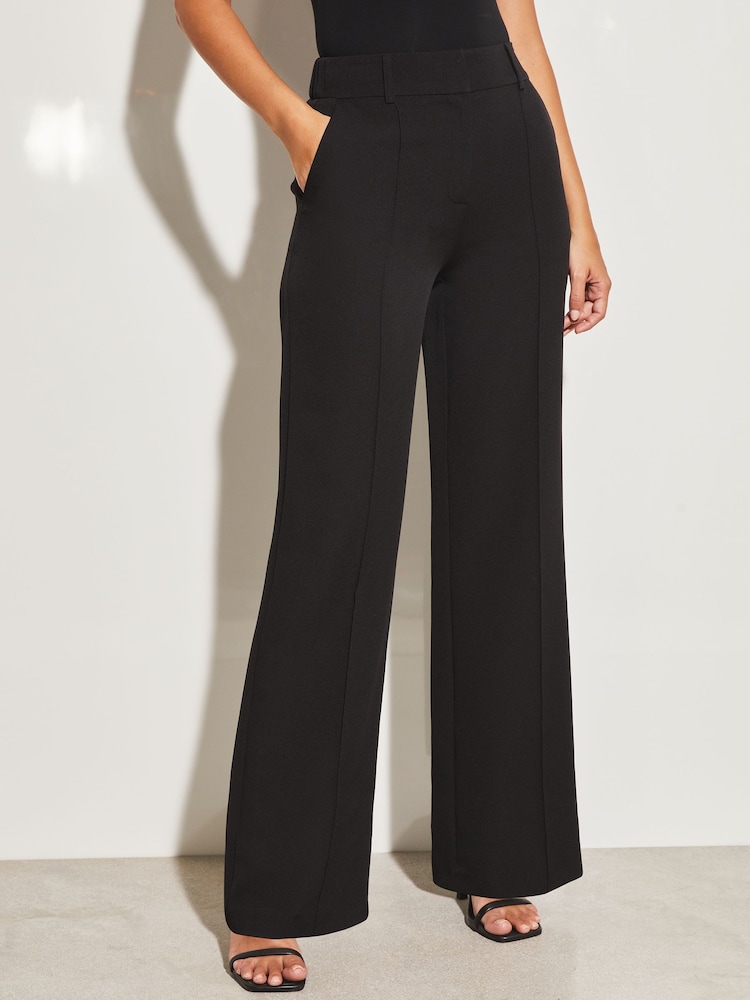 Lipsy Black Wide Leg Woven Smart Trousers - Image 1 of 4
