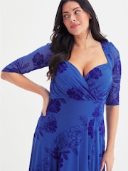 Scarlett & Jo Blue Floral Elizabeth Mesh Maxi Dress - Image 2 of 4