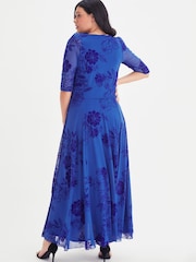 Scarlett & Jo Blue Floral Elizabeth Mesh Maxi Dress - Image 4 of 4
