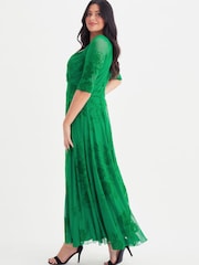 Scarlett & Jo Green Floral Elizabeth Mesh Maxi Dress - Image 3 of 4