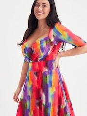 Scarlett & Jo Red Multi Elizabeth Mesh Maxi Dress - Image 2 of 4