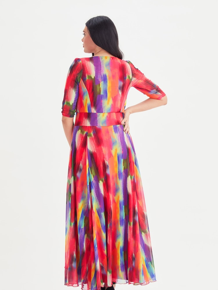 Scarlett & Jo Red Multi Elizabeth Mesh Maxi Dress - Image 4 of 4
