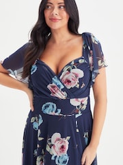 Marineblau mit floralem Muster - Scarlett & Jo Kemi Bolero-Maxikleid mit Wickeloberteil - Bild 2 von 4