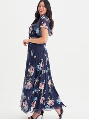 Marineblau mit floralem Muster - Scarlett & Jo Kemi Bolero-Maxikleid mit Wickeloberteil - Bild 3 von 4
