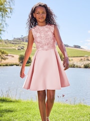 Lipsy Blush Pink Lace Bodice Occasion Dress - Image 2 of 4