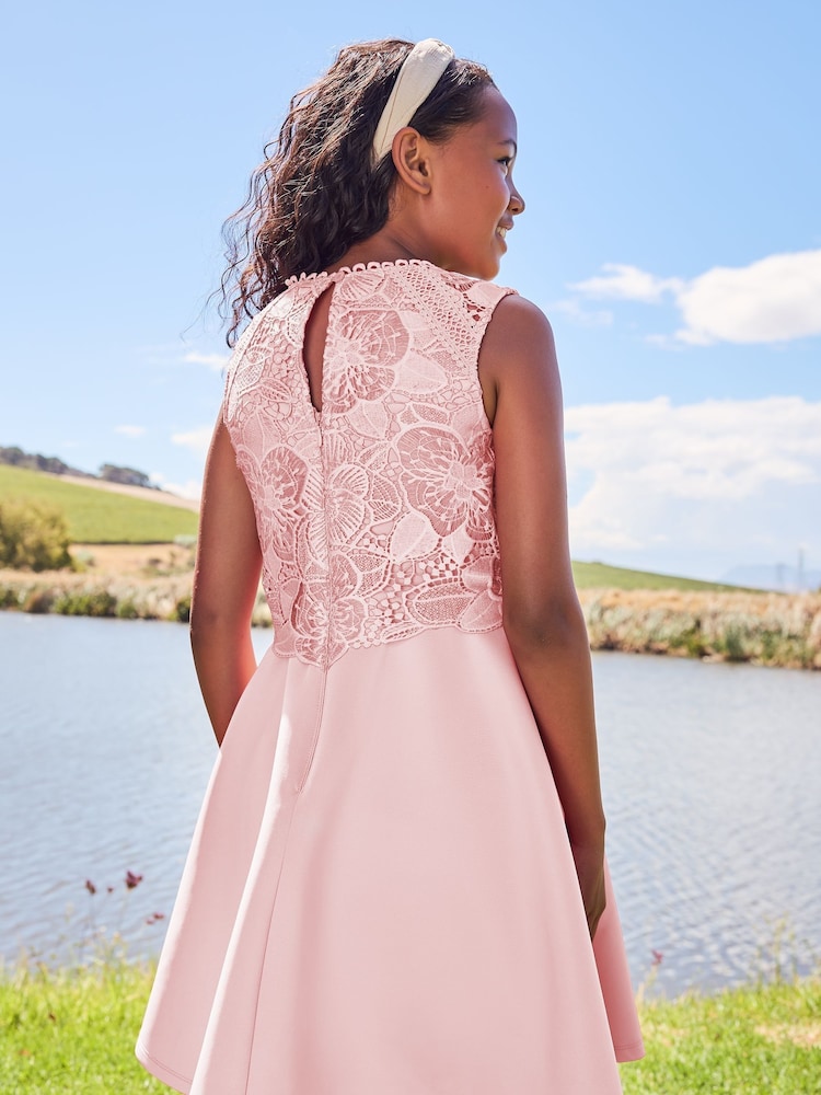 Lipsy Blush Pink Lace Bodice Occasion Dress - Image 4 of 4