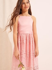 Lipsy Pink Lace Skirt Occasion Dress - Image 1 of 4