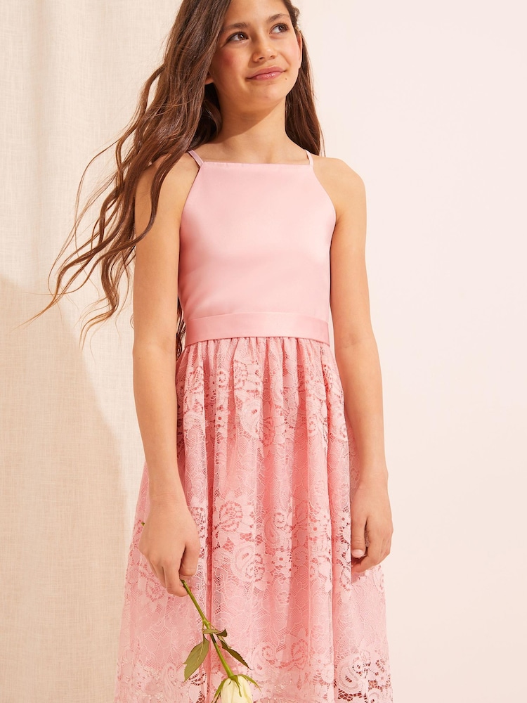 Lipsy Pink Lace Skirt Occasion Dress - Image 1 of 4