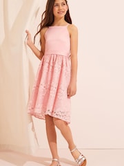 Lipsy Pink Lace Skirt Occasion Dress - Image 2 of 4
