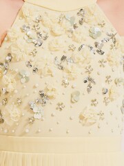 Lipsy Yellow Pleated Halter Occasion Dress - Image 4 of 4