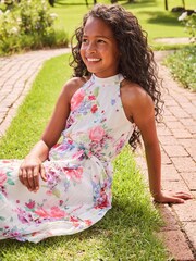 Lipsy White Pleated Halter Belted Dress - Image 2 of 4