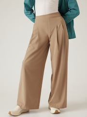 Athleta Brown Brooklyn Mid Rise Lightweight Wide Leg Trousers - Image 1 of 5