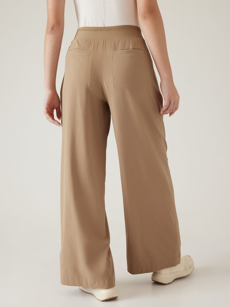 Athleta Brown Brooklyn Mid Rise Lightweight Wide Leg Trousers - Image 2 of 5 Athleta Brown Brooklyn Mid Rise Lightweight Wide Leg Trousers - Image 2 of 5