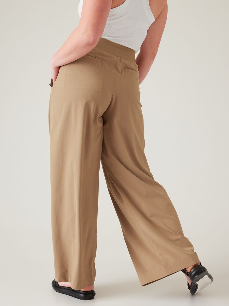 Athleta Brown Brooklyn Mid Rise Lightweight Wide Leg Trousers - Image 5 of 5 Athleta Brown Brooklyn Mid Rise Lightweight Wide Leg Trousers - Image 5 of 5
