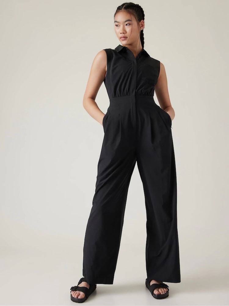 Athleta Black Sleeveless Wide Leg Jumpsuit - Image 1 of 3