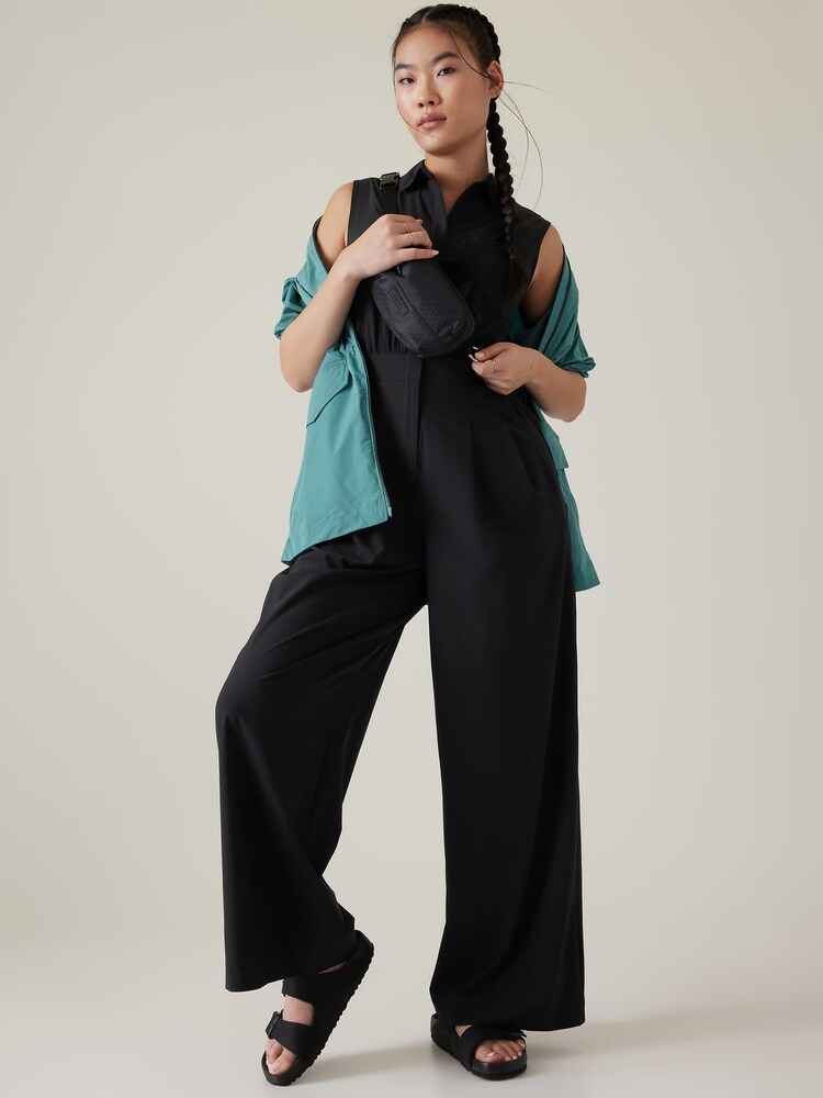 Athleta Black Sleeveless Wide Leg Jumpsuit - Image 2 of 3