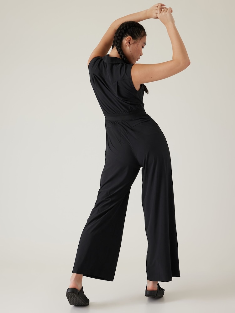 Athleta Black Sleeveless Wide Leg Jumpsuit - Image 3 of 3