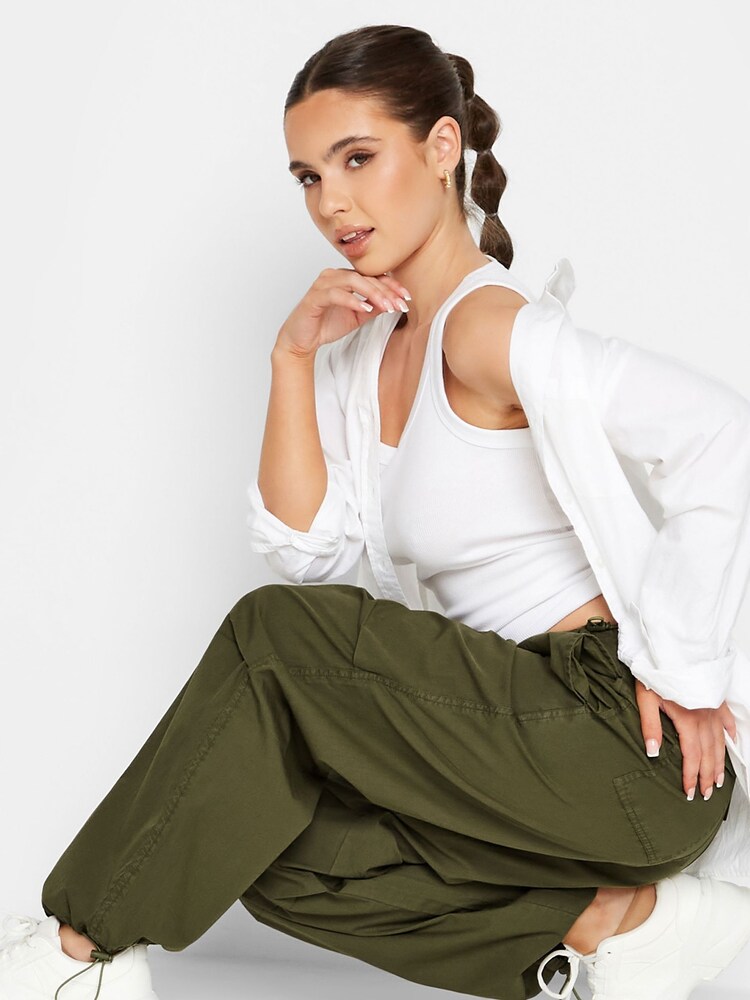 PixieGirl Petite Green Petite Parachute Trousers - Image 1 of 5 PixieGirl Petite Green Petite Parachute Trousers - Image 1 of 5