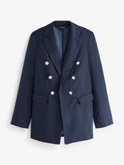 Yours Curve Blue Military Tailored Blazer - Image 4 of 5