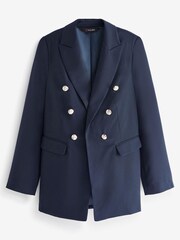 Yours Curve Blue Military Tailored Blazer - Image 5 of 5