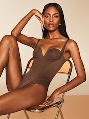 Lipsy Espresso Brown Sculpt Tummy Control Wear Your Own Bra Shapewear Body - Image 1 of 4