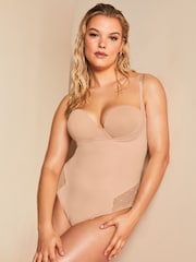 Lipsy Champagne Nude Sculpt Tummy Control Wear Your Own Bra Shapewear Body - Image 1 of 5