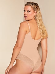 Lipsy Champagne Nude Sculpt Tummy Control Wear Your Own Bra Shapewear Body - Image 2 of 5