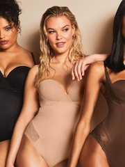 Lipsy Champagne Nude Sculpt Tummy Control Wear Your Own Bra Shapewear Body - Image 3 of 5