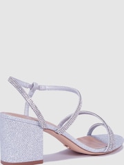 Novo Silver Praise Diamante Trim Block Heel Sandal - Image 2 of 2