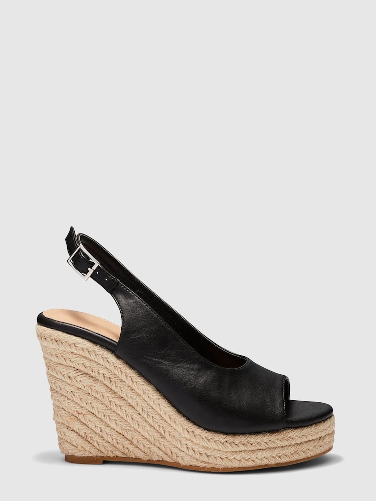 Novo Black Regular Fit Ocean Slingback Espadrille Wedge - Image 2 of 4