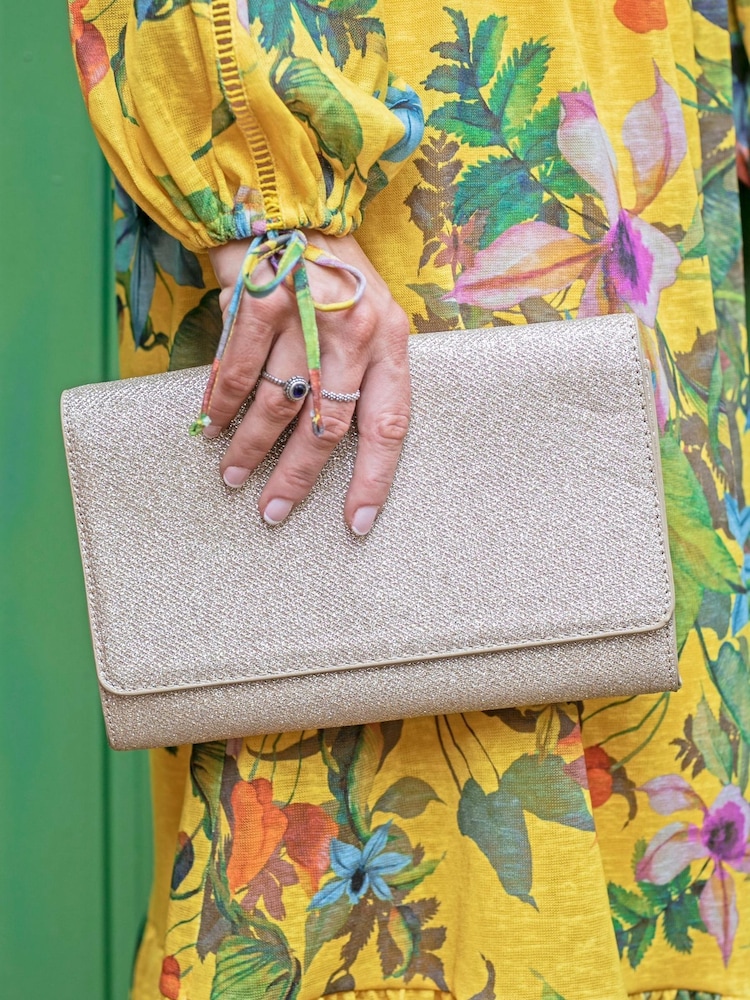 Novo Gold Arcadia Glitter Clutch Bag - Image 1 of 4