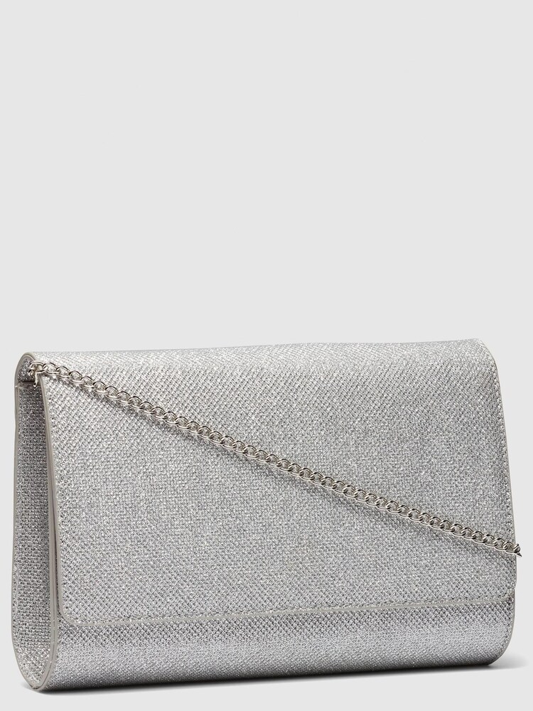 Novo Silver Arcadia Glitter Clutch Bag - Image 1 of 4