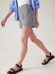 Athleta Grey Cotton Mid Rise North Pocket Shorts - Image 1 of 5