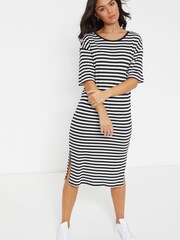 NOISY MAY Black and White Oversized Midi T-Shirt Dress - Image 1 of 5