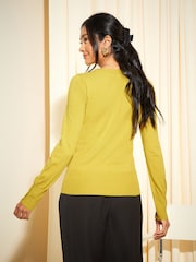 Friends Like These Green Button Cuff Crew Neck Jumper - Image 4 of 4