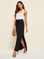 Friends Like These Black Tie Detail Jersey Summer Maxi Skirt - Image 3 of 4