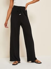 Friends Like These Black Jersey Wide Leg Trousers - Image 1 of 4