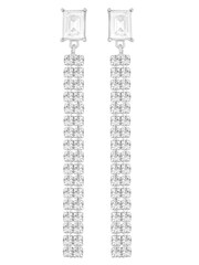 Lipsy Jewellery Silver Baguette Diamante Drop Earrings - Image 1 of 1