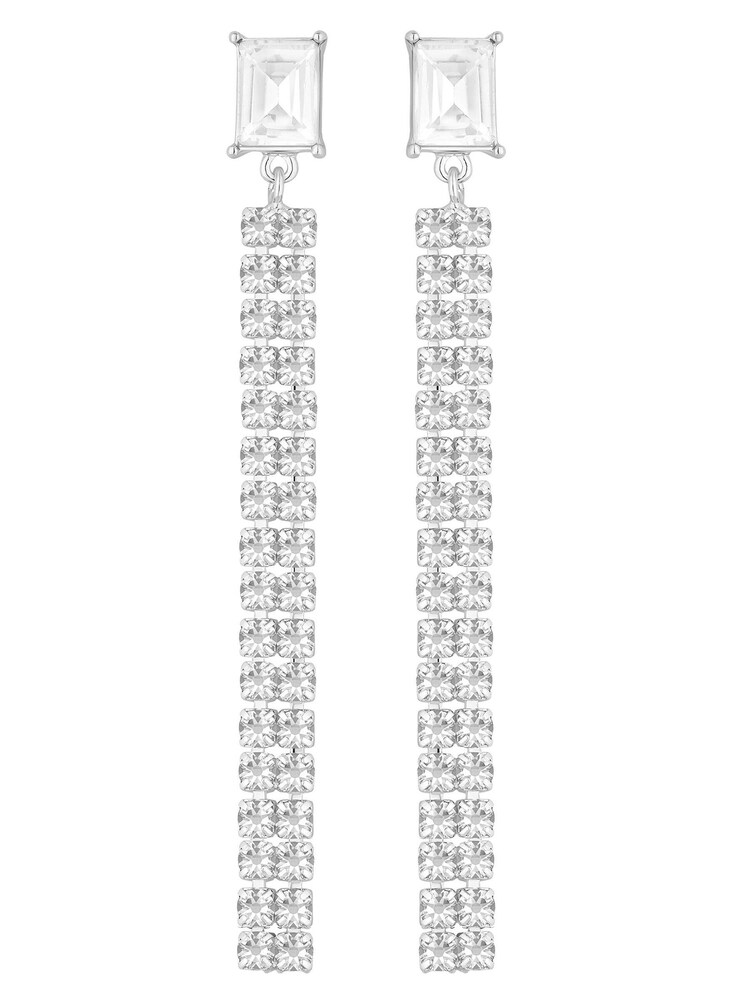 Lipsy Jewellery Silver Baguette Diamante Drop Earrings - Image 1 of 1
