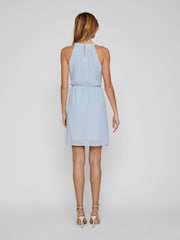 VILA Blue Halter Neck Tulle Fit And Flare Dress - Image 2 of 4