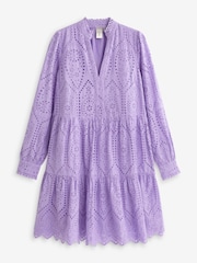 Y.A.S Lilac Broderie Long Sleeved Dress - Image 5 of 5