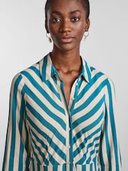Y.A.S Green & White Stripe Maxi Length Shirt Dress - Image 4 of 5