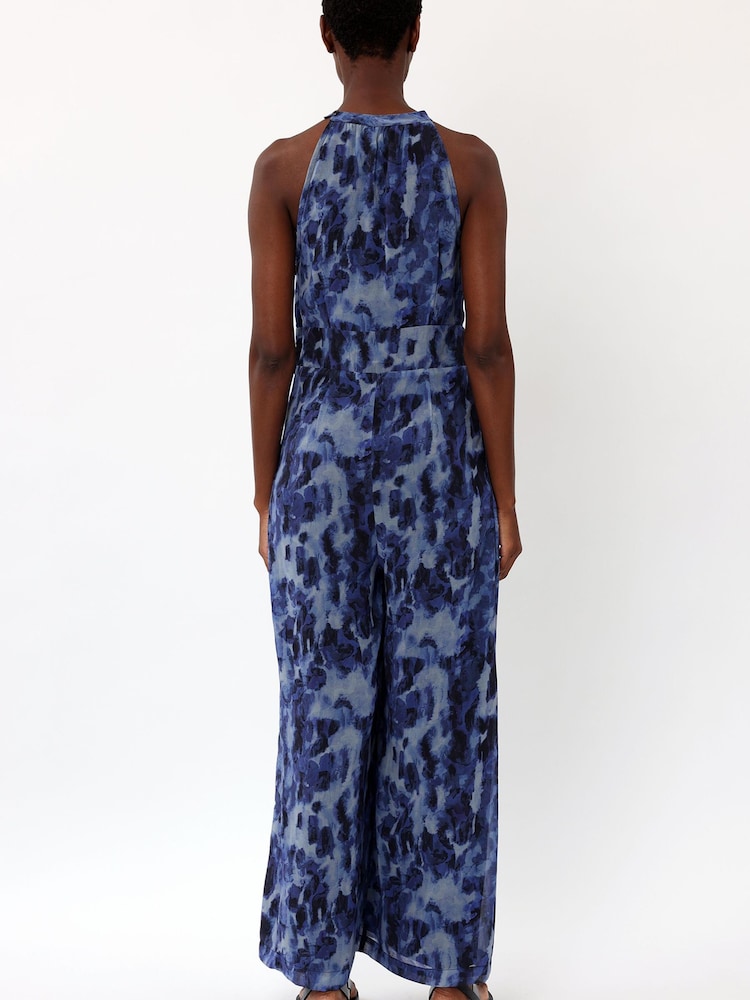 Religion Blue Halterneck Printed Jumpsuit With Wide Leg Trousers - Image 5 of 5 Religion Blue Halterneck Printed Jumpsuit With Wide Leg Trousers - Image 5 of 5