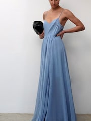 Religion Blue Olsen Maxi Dress With Spaghetti Straps And Full Skirt - Image 4 of 5