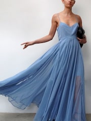 Religion Blue Olsen Maxi Dress With Spaghetti Straps And Full Skirt - Image 5 of 5