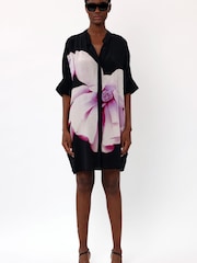 Religion Black & Pink Tunic Shirt Dress In Beautiful Floral Print - Image 2 of 5