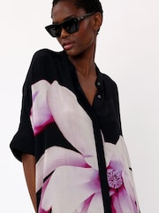 Religion Black & Pink Tunic Shirt Dress In Beautiful Floral Print - Image 5 of 5