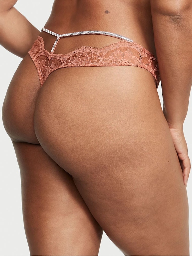 Victoria's Secret Chemise Nude Shine Strap Lace Thong Knickers - Image 2 of 2