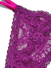 Victoria's Secret Beach Plum Purple Paisley Lace Thong Knickers - Image 4 of 4
